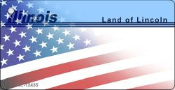 Illinois with American Flag Novelty Metal Key Chain KC-12435