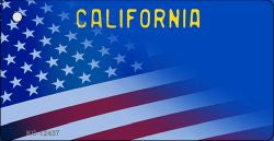 California with American Flag Novelty Metal Key Chain KC-12437