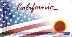 California with American Flag Novelty Metal Key Chain KC-12438