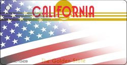 California with American Flag Novelty Metal Key Chain KC-12439