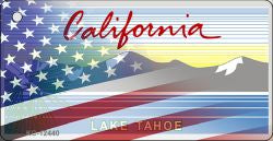 California with American Flag Novelty Metal Key Chain KC-12440