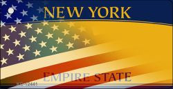 New York with American Flag Novelty Metal Key Chain KC-12441