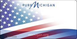 Michigan with American Flag Novelty Metal Key Chain KC-12445