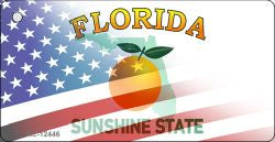 Florida with American Flag Novelty Metal Key Chain KC-12446