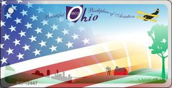 Ohio with American Flag Novelty Metal Key Chain KC-12447