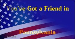 Pennsylvania with American Flag Novelty Metal Key Chain KC-12448