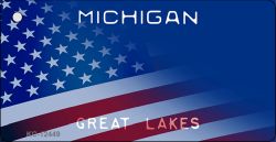Michigan with American Flag Novelty Metal Key Chain KC-12449