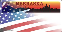 Nebraska with American Flag Novelty Metal Key Chain KC-12450