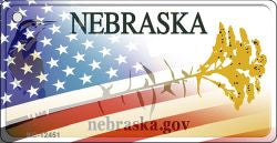 Nebraska with American Flag Novelty Metal Key Chain KC-12451