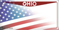 Ohio with American Flag Novelty Metal Key Chain KC-12456