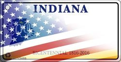 Indiana with American Flag Novelty Metal Key Chain KC-12459