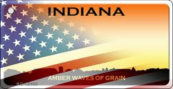 Indiana with American Flag Novelty Metal Key Chain KC-12460