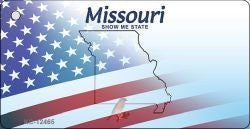 Missouri with American Flag Novelty Metal Key Chain KC-12465
