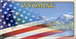 Wyoming with American Flag Novelty Metal Key Chain KC-12469