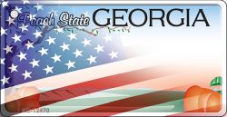 Georgia with American Flag Novelty Metal Key Chain KC-12470