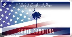 South Carolina with American Flag Novelty Metal Key Chain KC-12473
