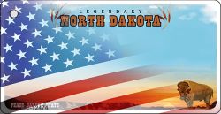 North Dakota with American Flag Novelty Metal Key Chain KC-12474