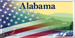 Alabama with American Flag Novelty Metal Key Chain KC-12475