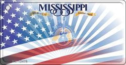 Mississippi with American Flag Novelty Metal Key Chain KC-12476