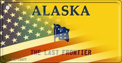 Alaska with American Flag Novelty Metal Key Chain KC-12477