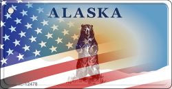 Alaska with American Flag Novelty Metal Key Chain KC-12478