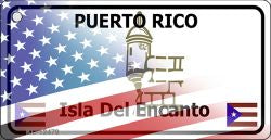 Puerto Rico with American Flag Novelty Metal Key Chain KC-12479