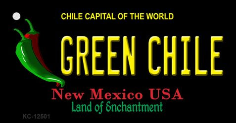 Green Chile New Mexico Black Novelty Metal Key Chain KC-12501
