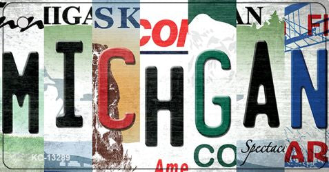 Michigan Strip Art Novelty Metal Key Chain KC-13289