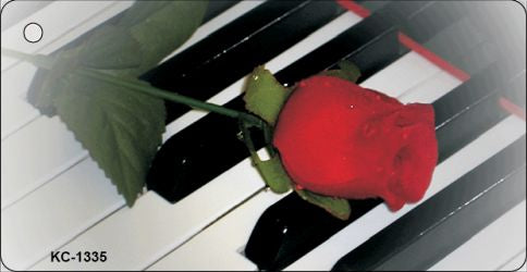 Piano Keys Red Rose Novelty Metal Key Chain KC-1335