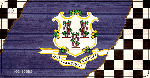 Connecticut Racing Flag Novelty Metal Key Chain KC-13692