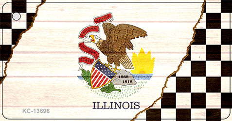 Illinois Racing Flag Novelty Metal Key Chain KC-13698