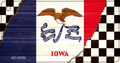Iowa Racing Flag Novelty Metal Key Chain KC-13700