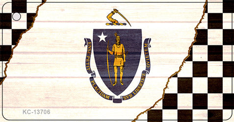 Massachusetts Racing Flag Novelty Metal Key Chain KC-13706