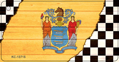 New Jersey Racing Flag Novelty Metal Key Chain KC-13715