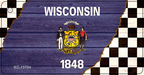 Wisconsin Racing Flag Novelty Metal Key Chain KC-13734