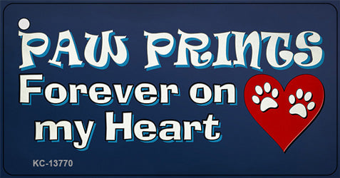 Paw Prints On My Heart Novelty Metal Key Chain Tag KC-13770