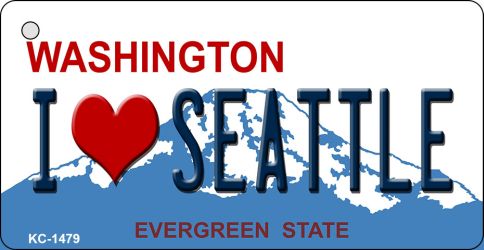I Love Seattle Washington State License Plate Novelty Metal Key Chain KC-1479