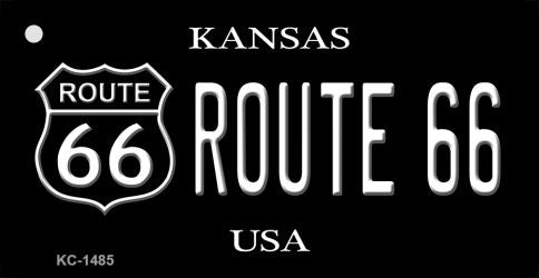 Kansas Route 66 Black Novelty Aluminum Key Chain KC-1485
