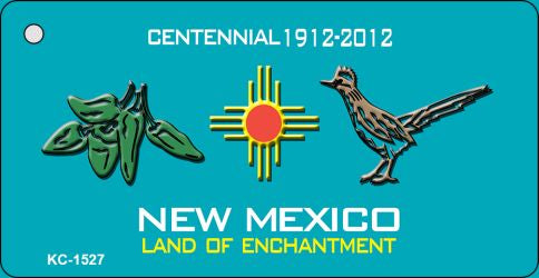 Green Chili and Road Runner Teal New Mexico Novelty Metal Key Chain KC-1527