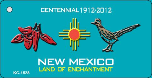Red Chili and Road Runner Teal New Mexico Novelty Key Chain KC-1528