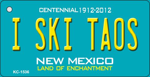 I Ski Taos Teal New Mexico Novelty Metal Key Chain KC-1536