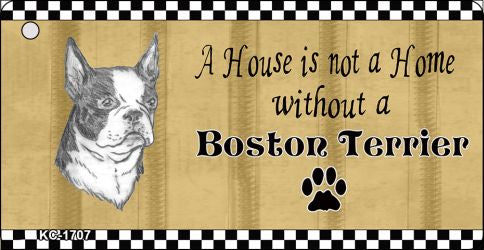 Boston Terrier Pencil Sketch Novelty Metal Key Chain KC-1707