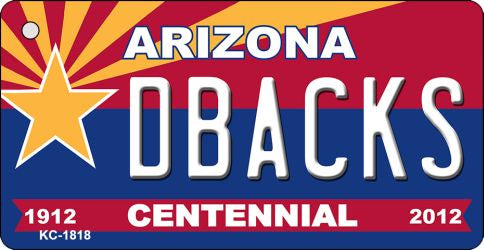 Dbacks Arizona Centennial State License Plate Tag Key Chain KC-1818