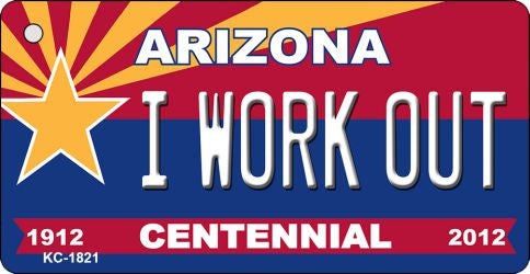 I Work Out Arizona Centennial State License Plate Tag Key Chain KC-1821