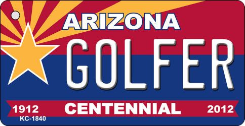 Golfer Arizona Centennial State License Plate Tag Key Chain KC-1840
