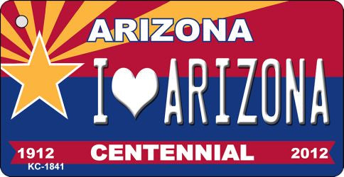 I Love Arizona Arizona Centennial State License Plate Tag Key Chain KC-1841