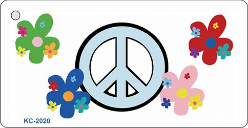 Peace Sign and Flowers Novelty Metal Key Chain KC-2020