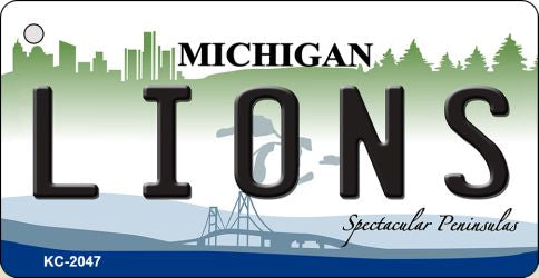 Lions Michigan State License Plate Tag Key Chain KC-2047