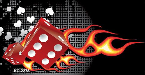 Fire Dice Flame Novelty Metal Key Chain KC-2275