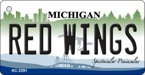 Red Wings Michigan State License Plate Tag Key Chain KC-2291